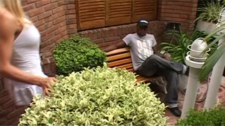 Black hunk fuck blond shemale in ass